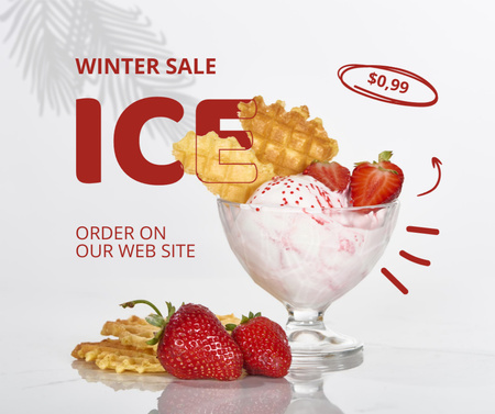 Ontwerpsjabloon van Facebook van Winter Ice Cream Sale Announcement