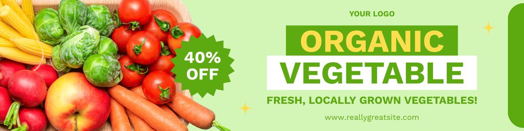 Discount on Organic Vegetables Twitter Design Template