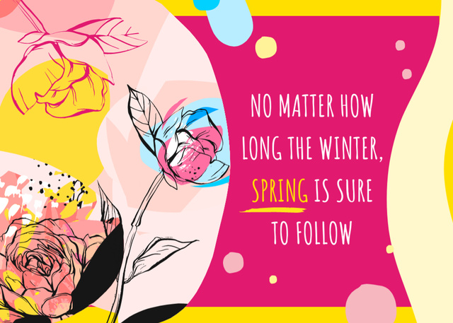 Platilla de diseño Spring Tulip Flower Illustration With Quote Postcard 5x7in