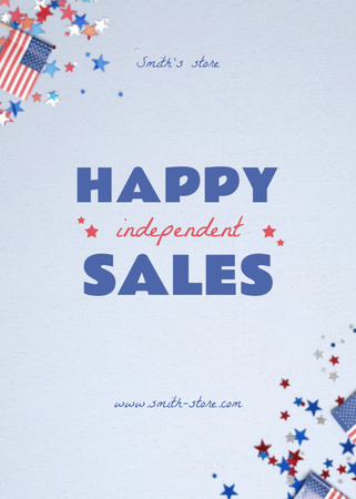 USA Independence Day Sale Offer Announcement Postcard 5x7in Vertical Design Template