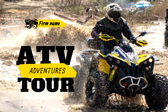 Extreme Tours Offer with Man on Quad Bike Postcard 4x6in Design Template