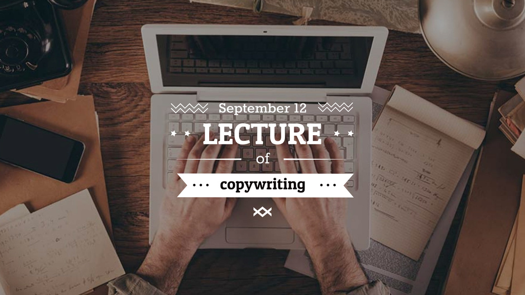Resources for Copywriters with Laptop at Workplace FB event cover Šablona návrhu