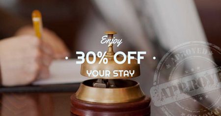 Hotel Offer with Bell at Reception Desk Facebook AD Design Template