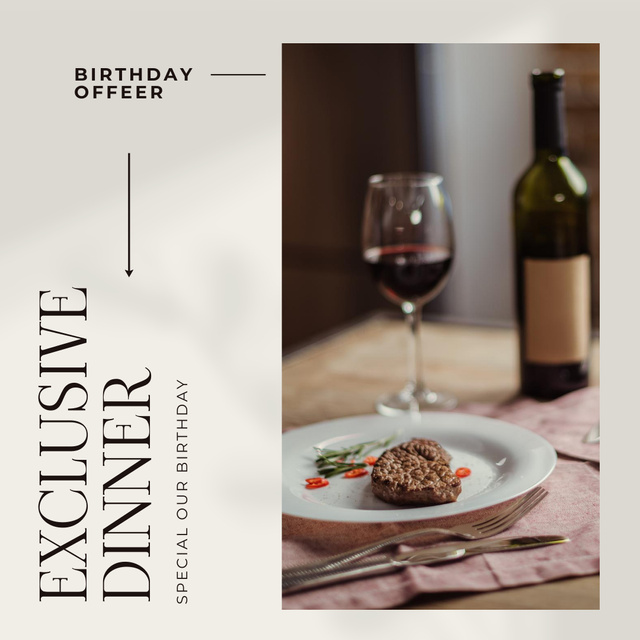 Szablon projektu Exclusive Birthday Dinner Instagram