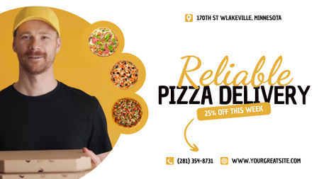 Template di design Servizio di consegna rapida per pizza con sconto Full HD video