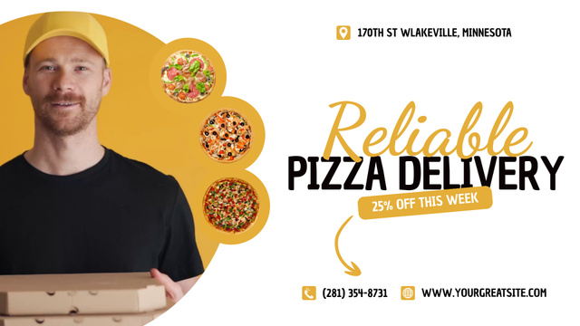 Plantilla de diseño de Quick Delivery Service For Pizza With Discount Full HD video 