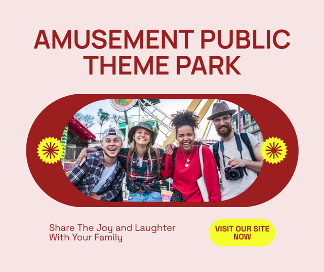 Amusement Public Theme Park With Slogan Promotion Facebook Design Template