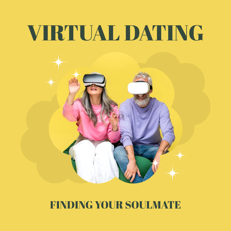Romantic Virtual Date of Elderly Couple With Slogan Instagramデザインテンプレート