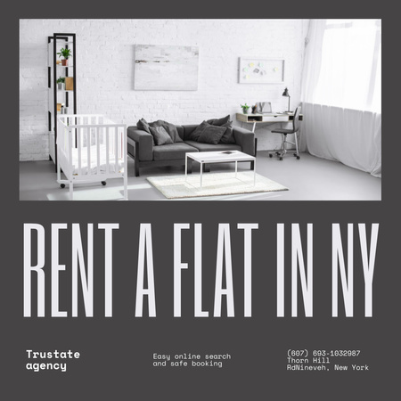Designvorlage Offer Renting Apartment in New-York with Beautiful Interior für Instagram