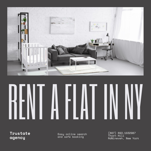 Offer Renting Apartment in New-York with Beautiful Interior Instagram – шаблон для дизайну
