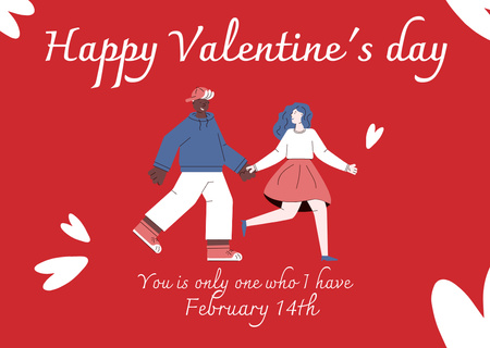 Valentine's Day Greetings with Couple Holding Hands Card Design Template