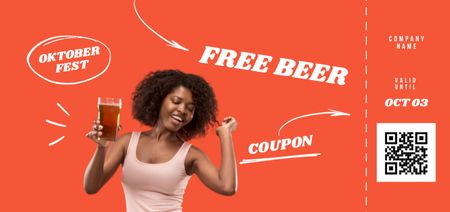Free Beer For Oktoberfest Offer In Red Coupon Din Large Design Template