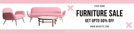 Sale of Pink Furniture Sets Twitter Design Template