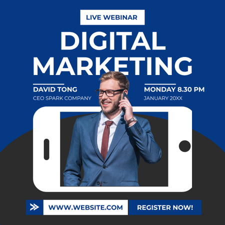 Platilla de diseño Live Webinar on Digital Marketing LinkedIn post