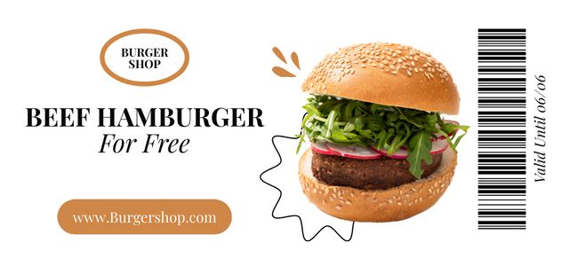 Free Beef Hamburger Coupon 3.75x8.25in Design Template