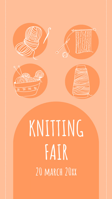 Knitting Fair Announcement With Various Icons Instagram Story Design Template