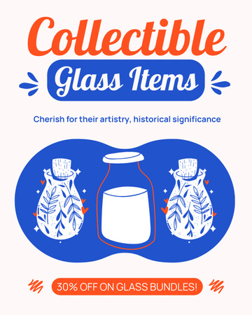 Collectible Glassware At Half Price Offer Instagram Post Vertical Design Template