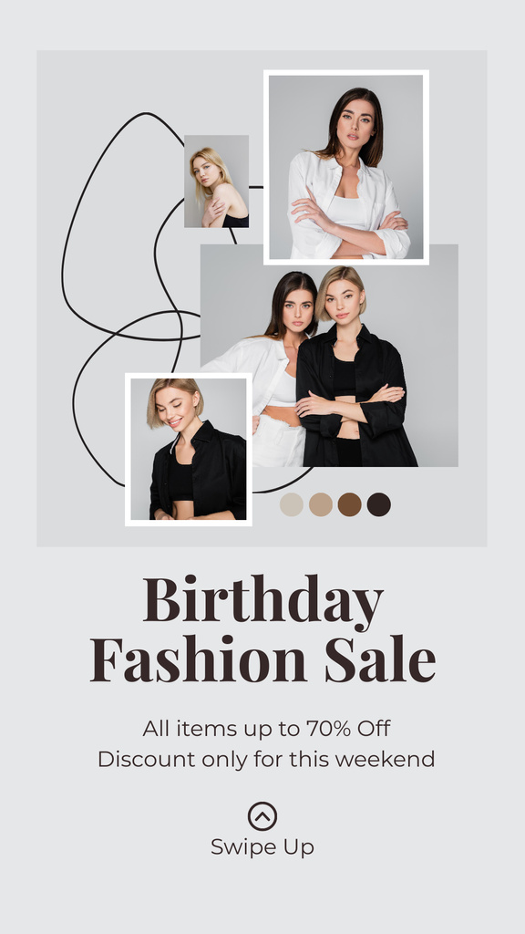 Birthday Fashion Sale Instagram Story Modelo de Design
