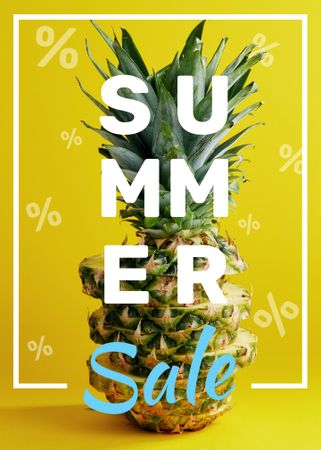 Designvorlage Summer Sale Tropical Pineapple in Yellow für Flayer