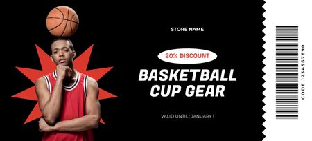 Ontwerpsjabloon van Coupon 3.75x8.25in van Basketball Gear and Equipment Discount