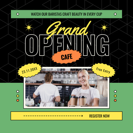 Designvorlage Café-Eröffnungsveranstaltung mit Registrierung für Instagram