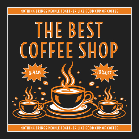 Designvorlage Happy-Hours-Promo im Coffee-Shop-Ankündigung für Instagram