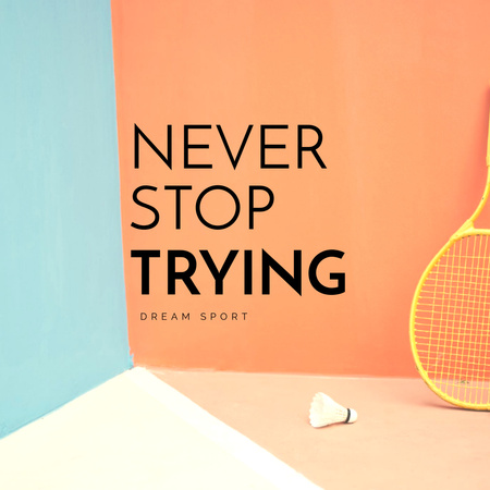 Modèle de visuel phrase de motivation avec badminton - Instagram
