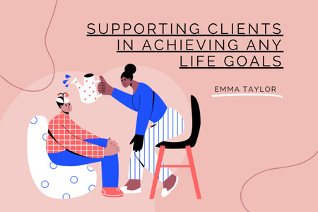 Template di design Offerta di coaching sugli obiettivi di vita con illustrazione Postcard 4x6in