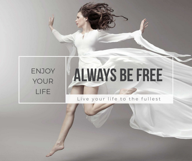 Inspiration Quote with Woman in White Dress Medium Rectangle Design Template