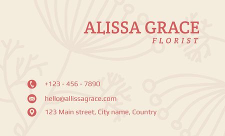 Florist Ad on Red and Beige Business Card 91x55mm – шаблон для дизайна