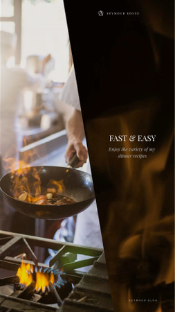 Platilla de diseño Restaurant Menu Chef Cooking on Frying Pan Instagram Video Story