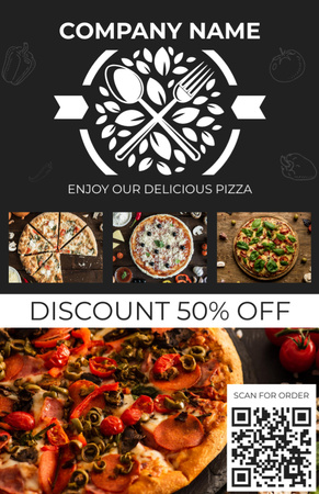 Discount Offer on Different Types of Pizza Recipe Card Design Template