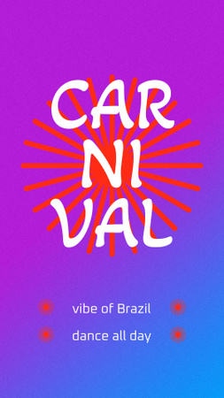Reklama na brazilské karnevalové slavnosti na fialové Instagram Story Šablona návrhu