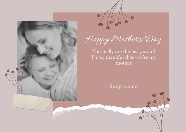 Ontwerpsjabloon van Card van Mother with Little Kid on Mother's Day
