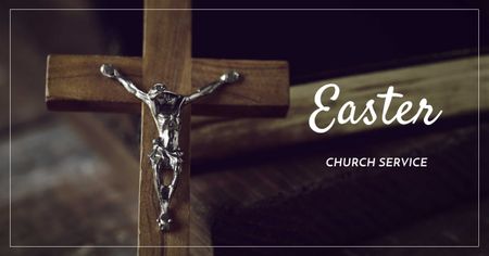 Church Service Offer on Easter with Cross Facebook AD Design Template