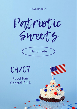 Modèle de visuel Annonce de la foire alimentaire patriotique de la fête de l'indépendance des États-Unis - Flyer A6