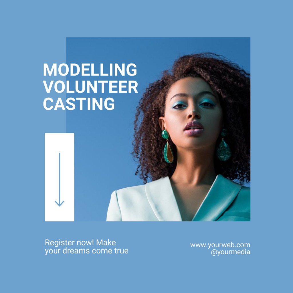 Modelling Volunteer Casting with African American Woman Instagram – шаблон для дизайна