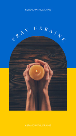 Ontwerpsjabloon van Instagram Story van Bid voor Oekraïne Phrase op blauw en geel