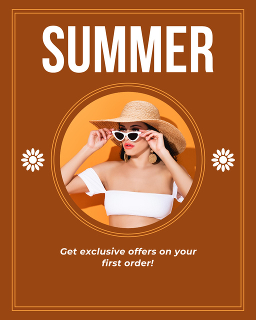 Template di design Summer Fashion Clothes Offer on Brown Instagram Post Vertical