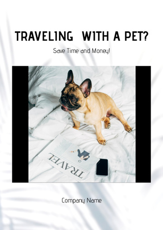 Pet Travel Guide with Cute French Bulldog Flyer A4 Tasarım Şablonu