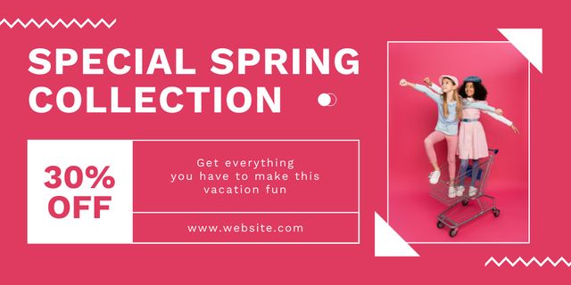 Special Discount for Girls' Spring Collection Twitter Design Template