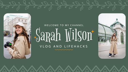 Template di design Advertising Vlog and Lifehacks with Beautiful Girl with Camera Youtube