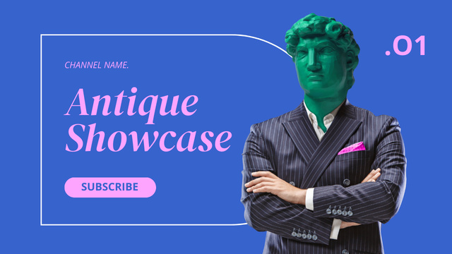 Antique Showcase with Man with Statue Head Youtube Thumbnail Tasarım Şablonu
