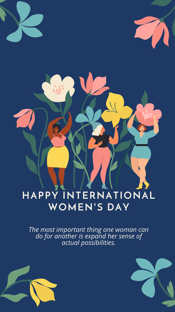 Women in Flowers on International Women's Day Instagram Story – шаблон для дизайну