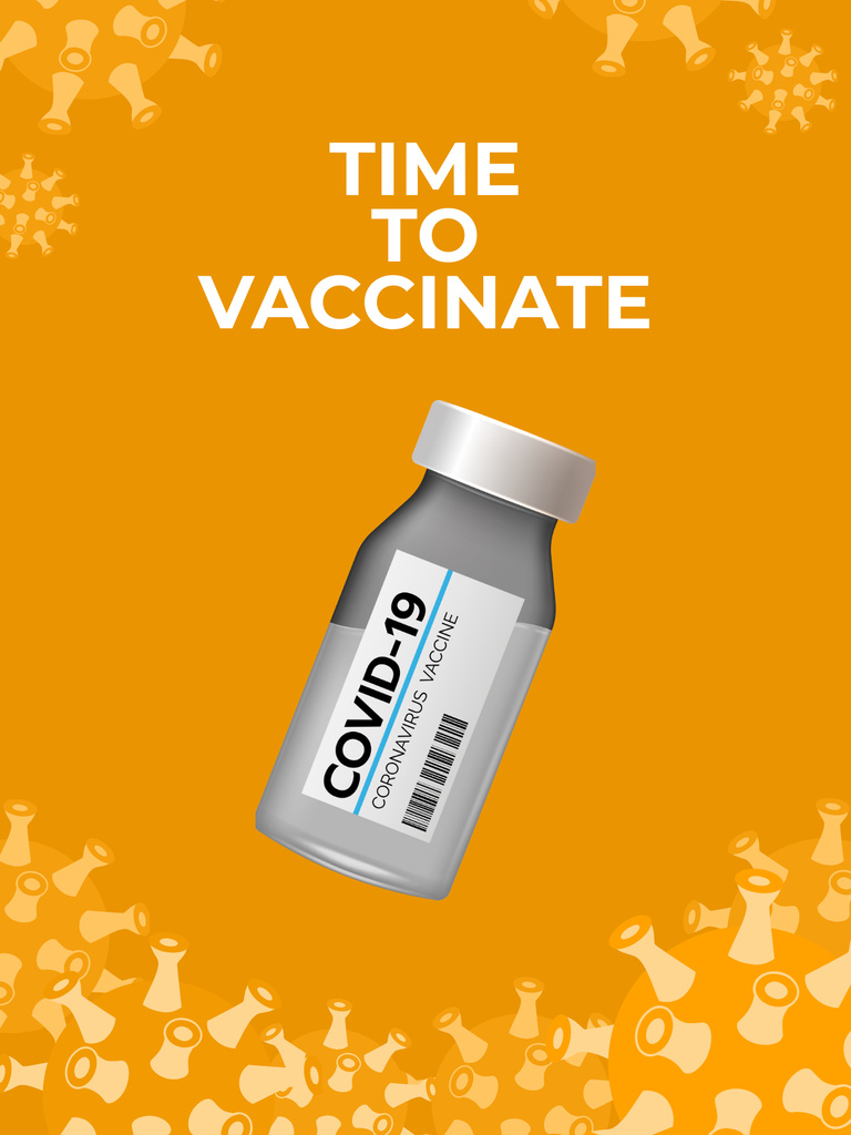 Platilla de diseño Vaccination Announcement with Vaccine in Bottle in Yellow Poster US