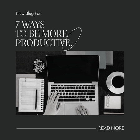 Designvorlage New Social Media Post with Productivity Tips für Instagram