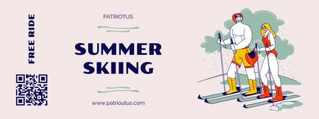 Summer Skiing Ad with Illustration Coupon Design Template