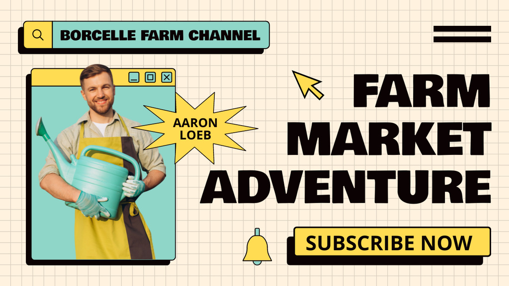 Young Farmer Promotes Farming Vlog Youtube Thumbnail Design Template