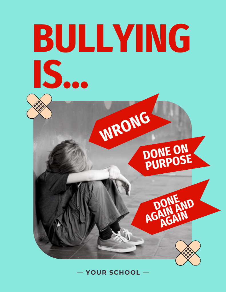 Designvorlage Appeal for Bullying Prevention At Schools für Poster 8.5x11in