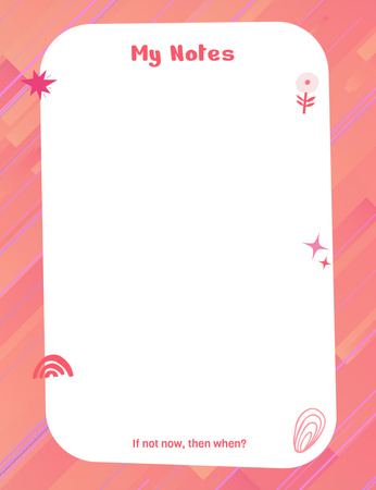Designvorlage Pink Notes with Cute Illustration für Notepad 107x139mm